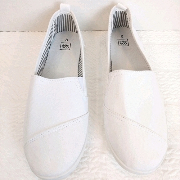 clothing & co Shoes - White Canvas Slip-on Shoes